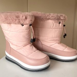 Pink Fur Mid Snow Boots